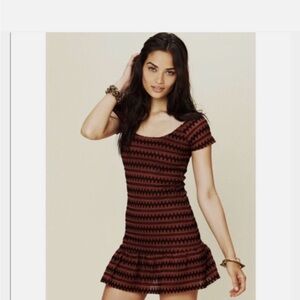 Free People Striped Red and Black Mini Dress
